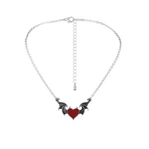 Модный винтажный дьявол сердце подвесной ожерелье для сплава женское сплав в стиле панк хип -хоп черный ожерелья летучей мыши