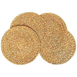 Mats Pads -4 PCs tecidos Placemat Natural Hyacintth Round Rattan Table Tapete para a Decoração de Casamentos da Festa da Cozinha