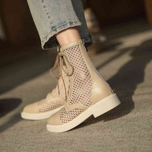 Casual Spring Summer Ankle Boots for Women Fashion Cut Outs Lace Up Sandals Flats Short Shoes Lady New