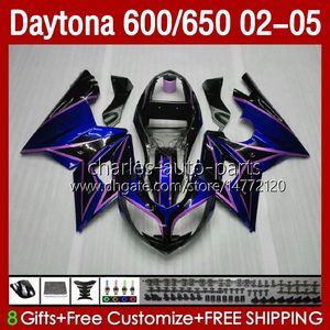 Bodys de motocicleta para Daytona600 Daytona650 02-05 Bodywork New Blue 132No.42 Cowling Daytona 650 600 CC 02 03 04 05 Daytona 600 2002 2003 2005 ABS Fairing Kit