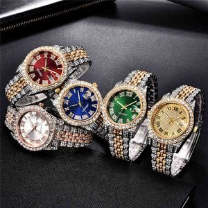 Stainls Steel Gold Hand Diamond Mans Watch Ladi Women Luxury Wrist Men Quartz Watch