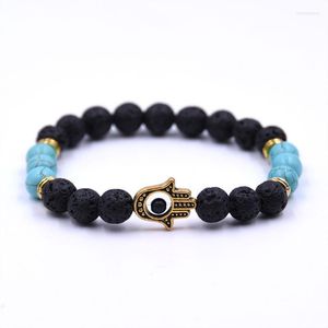 Braccialetti con ciondoli Bracciale Chakra con perline colorate da uomo con perline di pietra lavica naturale Ologramma nero e marrone Gioielli da donna Yoga GCharm Inte22