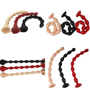 Nxy Anal Toys 50cm Long Pull Bead Backyard Fun Anal Plug Soft Prostate Massage Male and Female Masturbation Device Adult Products 220528