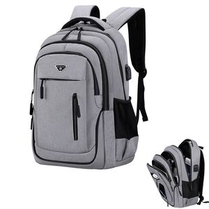 Big Capacity Men Backpack Laptop 156 Oxford Gray Solid High School Bags Teen College Student Back Pack Multifunctional Bagpack 220716
