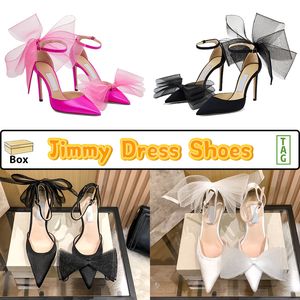 Met doos London Jimmy Dress Shoes High Heel Wedding Schoenenfeest Puntige tenen Cho Outdoor Designer Sneakers Latte Black Fuchsia Dames Sneaker