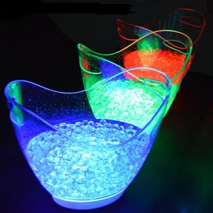 Party Decoration 8L Bar LED Ice Buckets Acrylic Luminous Barrel Rechargeable Changing Bucket Champagne Beer Plastic SN4951