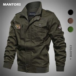 Jackets de colar de colarinho de primavera de jaqueta de vôo casual masculina Jaqueta de bombardeiro militar PLUS SIEL Tamanho Algodão Windbreakers 201127