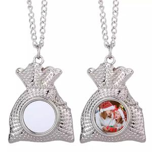 Sublimation Blank Heat Transfer Metal Pendant Christmas Gift Bag Ornament Necklace Gift