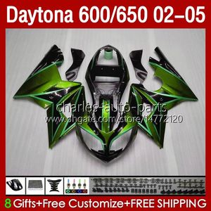 Daytona 650 CC 2002 2003 2004 2005ボディ132NO.110カウリングDaytona650 02-05 Daytona600 Daytona 600 03 03 04 04 04 04 05 ABSメタリックグリーンオートバイフェアリング