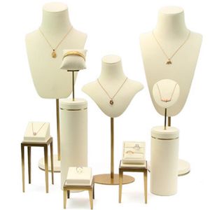 Jewelry Pouches Bags Top Beige 8pcs/Set Microfiber Metal Necklace Model Display Shop Window Ring Pillow Earring Bracelet Stad PropsJewelry