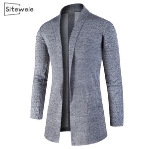 Siteweie Męski sweter Lapel Sweter w stylu Anglii Mężczyźni Koreańska modna szczupła kurtka kolorowa Sweter długi płaszcz L437 201202