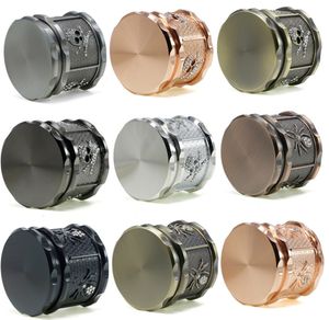 The latest 60x52mm Smoke grinder four -layer zinc alloy side -side diamond -skeleton skeleton cigarette grinding device many styles support custom LOGO