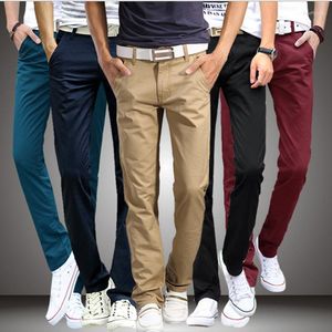 CHOLYL Primavera Outono Calças Casuais Masculinas de Algodão Slim Fit Chinos Calças de Moda Masculinas Roupas de Marca Plus Size 8 Cores