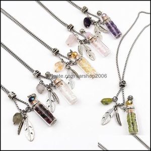 Pendant Necklaces Pendants Jewelry 1Pcs Refillable Handmade Essential Oil Crystal Glass Bottle Necklace Dhrk3