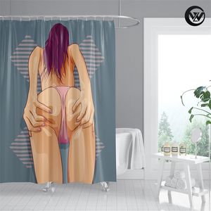 Moderner Duschvorhang 3D Beautiful Nude Sexy Ass Wasserdichte Badezimmer-Accessoires-Sets Home Decor Dekorationen 220429