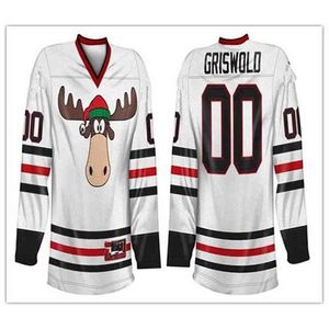 Thr Christmas Vacation Griswold Hockey Jersey Haft Hafted Dostosuj dowolny numer i nazwy koszulki