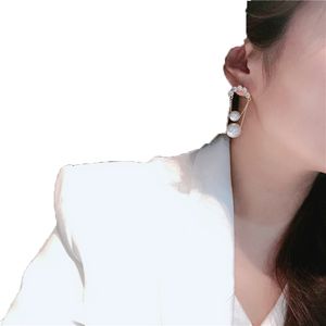 Dangle ljuskrona lyx zircon big pearl örhängen för kvinnor eTrendy nya smycken multi lager öron Bijoux