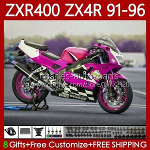 White pink Fairings Kit For KAWASAKI NINJA ZX4R 400CC ZXR-400 1991 1992 1993 94 95 96 Bodywork 138No.84 ZXR 400 CC ZX-4R ZX 4R Cowling ZXR400 91 92 93 1994 1995 1996 Body