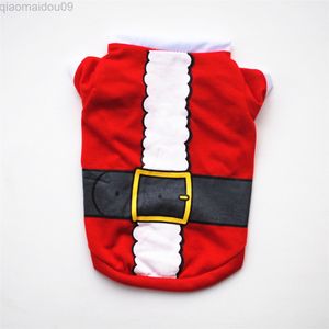 Hundekleidung Weihnachten Santa Style Haustier Urlaub Baumwoll-T-Shirt Welpe kommt Winter für Teddy Hoodie Günstige Katze Mode Outfit L220810