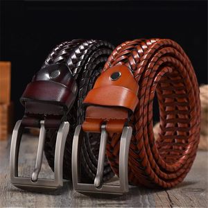 Belts 1pc Jeans Braided Belt For Men's Woven Luxury Genuine Leather Cow Straps Hand Knitted Designer Men Girdle Male BeltsBelts