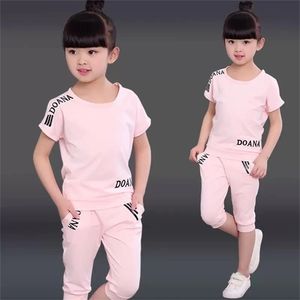 Summer Girls Clothes Set's Outfits Kids Baby Short Sweatshirt Pants Fashion Barn Kläddräkter 3 5 6 7 8 10 12 år 220620