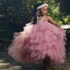 Skirts Dusty Pink Little Girl Tutu Dresses Extra Puffy Tulle Baby Skirt Dress For Wedding Long Ruffle Elastic BandSkirts
