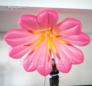 Personalisierte aufblasbare LED-Blume, 2 m/3 m, zum Aufhängen, rosafarbene, luftgeblasene Lilienblume mit Licht für Party- und Hochzeitsdekoration