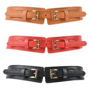 Celra Mulheres Lady Retro Double Buckle Belt Stretch Couro Faux Dressão elegante da cintura BLTHG0316 CAIS