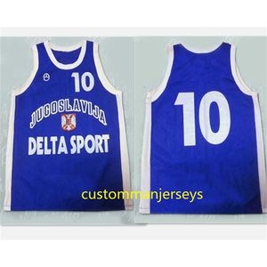 XFLSP Nikivip College #10 Aleksandar Djordjevic Yugoslavia Basketball Jersey Blue Mens сшита на заказ S-5XL