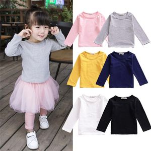 Camisetas infantil infantil garotas meninas princesas de outono roupas de mola roupas de algodão de manga longa blusa de camisetas casuais camisetas