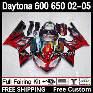 Kit de quadro para Daytona 650 600 cc 02 03 04 05 Bodywork 7dh.5 Cowling Daytona 600 Daytona650 2002 2003 2004 2005 Body Daytona600 02-05 Motorcycle Fairing Red Flames