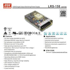 Przełączanie transformatora zasilania do DC Slim dla Mist Dispracter Meanwell LRS-150-48 AC Type 150W 48V 3.3A z CE RoHS