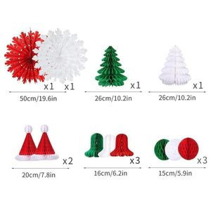 Conjunto de 12 decorações de Natal com decorações de árvores de Natal Snowflake Fan Bell Christmas Ornamentos para decoração em casa 201203