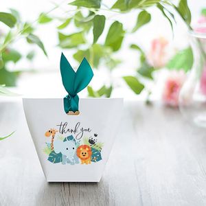 Wrap Prezent 5PCS Animal Dziękuję Candy Box Safari Zoo zoo leśny las chłopiec dziewczyna baby shower dzikie urodziny dekoracja