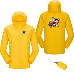 Herrenjacken, dünne Jacke, japanischer Anime-One-Piece-Druck, Mantel, wasserdicht, Sonne, modisch, schnell trocknende Haut, Outdoor-Windjacke, Herren