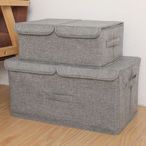 Cotton Linen style Large Toy Storage Box Double Lid Clothing Organizador Box Bras Socks Underwear Wardrobe Organizer Washable