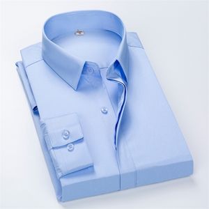 Negócio dos homens de grandes dimensões Branco preto camisa de manga longa clássico Design formal de trabalho roupas de escritório azul 5xl 220322