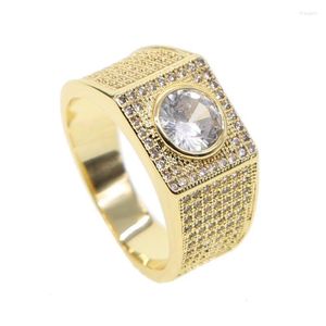 Bröllopsringar Fashion Gold Colors Classic Men's Punk Style Hip Hop Ring Band Cool Big CZ Stone Lover Jewelry Sparkling Paveddwedding Rita22