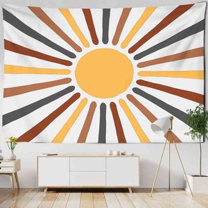 Tapestry boho sol pintura parede de tapete pendurada em arte minimalista hippie tapiz p