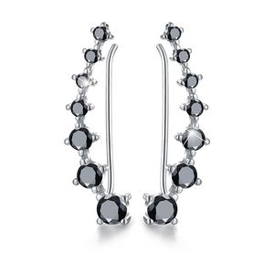 Dangle żyrandol srebrny kolor biżuterii zaręczynowe Kolczyki dla kobiet czarne spinelowe kobiece dar kolczyki i295dangle