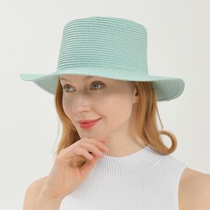 Style Womens Sun Straw Hat Wide Brim Outdoor Summer Beach Vacation Sunscreen Unisex Casual Boater Sombrero Paper Straw Hat 220525