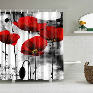 Colorful Nature Flowers Waterproof Polyester Shower Curtains Eco-friendly High Quality Bathroom Curtains Blind For The Bathroom T200102