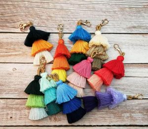 El yapımı kadınlar renkli boho pom pom pist çanta cazibesi anahtar zincirleri moda jewerly anahtar zincirleri 10 renk toptan