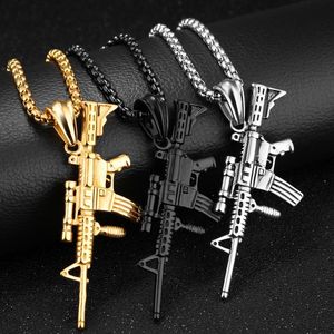 Pendanthalsband Polerat rostfritt stål Fashion Sporty 3D Sniper Gun Men's Boy's Daily smycken Halsband gratis länk Kedja 24inc