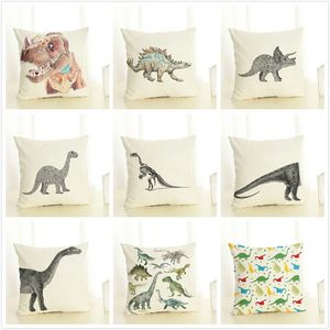 Federa per cuscino Fodera per cuscino 45x45cm Dinosauro Federa s Decorazioni per la casa Animali Tyrannosaurus Rex Stampa Federe in cotone e lino 220623