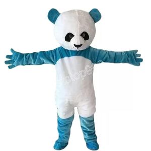 Disfraz de mascota panda azul de alta calidad, traje de personaje de dibujos animados de Navidad y Halloween, ropa de folletos publicitarios