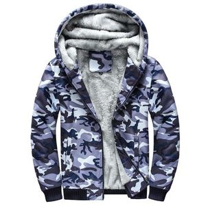 Herren Hoodies Sweatshirts Winter Männer verdicken Fleece Warm Reißverschluss Camouflage Herrenmode Camo Kapuzen Hoody Hoodie Mäntel Plus Größe 5XLMen's