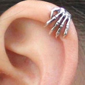 Śruba śrubowa moda szkieletowe palec ręczne mankiety uszy na mankiecie Siliver Mankiet Kolczyki dla kobiet Earcuff bez przekłuwania fałszywe kolczyki chrząstki