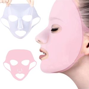 Máscara facial de silicone Hidratante reutilizável Voo V Shape Face Firming Gel Felas Máscaras de lençol orelhas Cuidados com a pele fixa