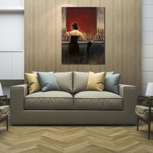 Contemporary Canvas Art Evening Lounge Brent Lynch Painting Replicas Figurative Impressionism Hand Painted Beautiful Artwork for Bar Pub Wall Decor